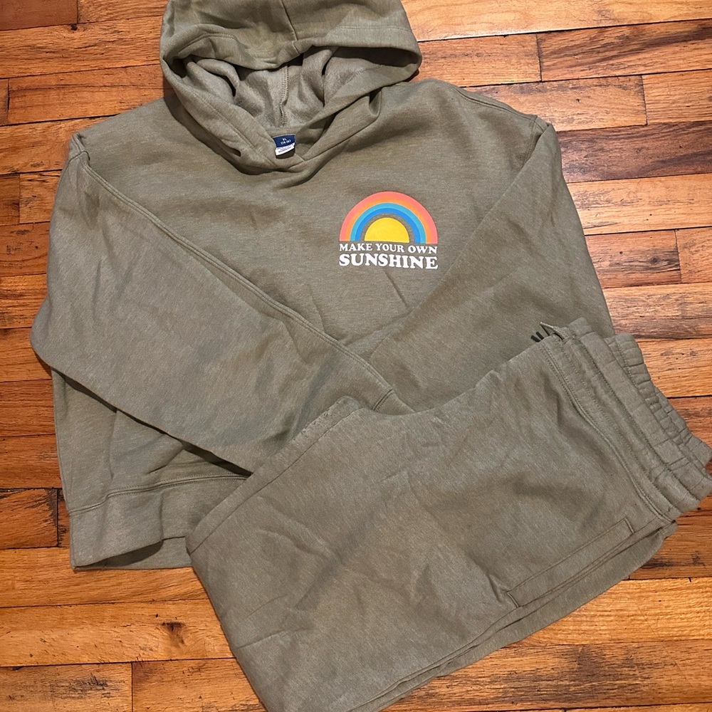 The Children's Place Olive Hoodie and Jogger Set with Rainbow